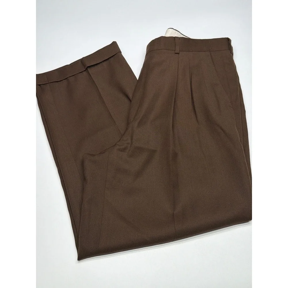 Monsieur by Givenchy Vintage Brown Double Pleated Cuffed Dress‎ Pants Mens 36R